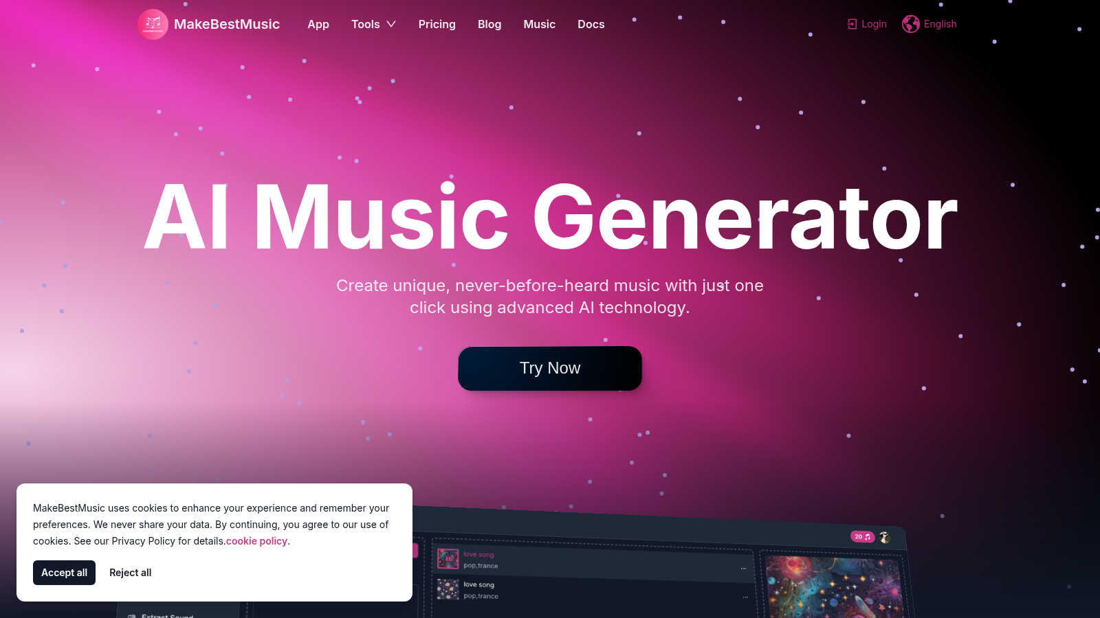 MakeBestMusic application interface and features