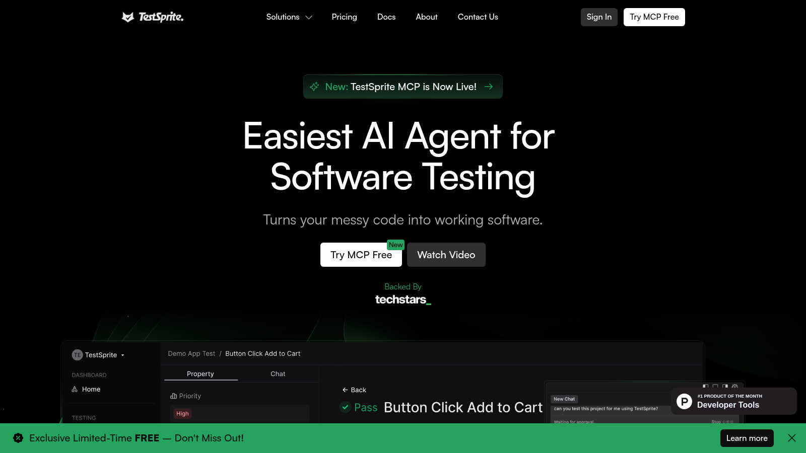 TestSprite application interface and features