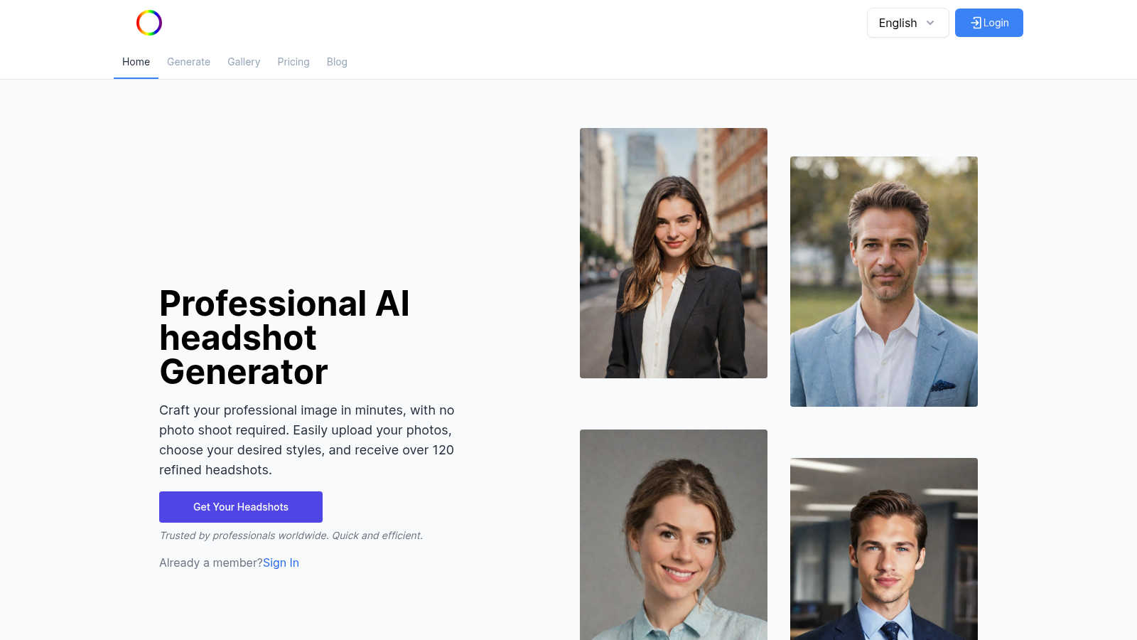 AI Headshots application interface and features