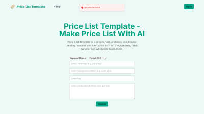 PriceListTemplate - AI tool for Business & Finance