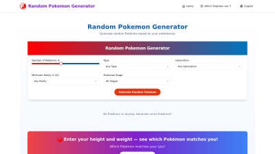 Random Pokémon Generator - AI tool for Lifestyle & Entertainment