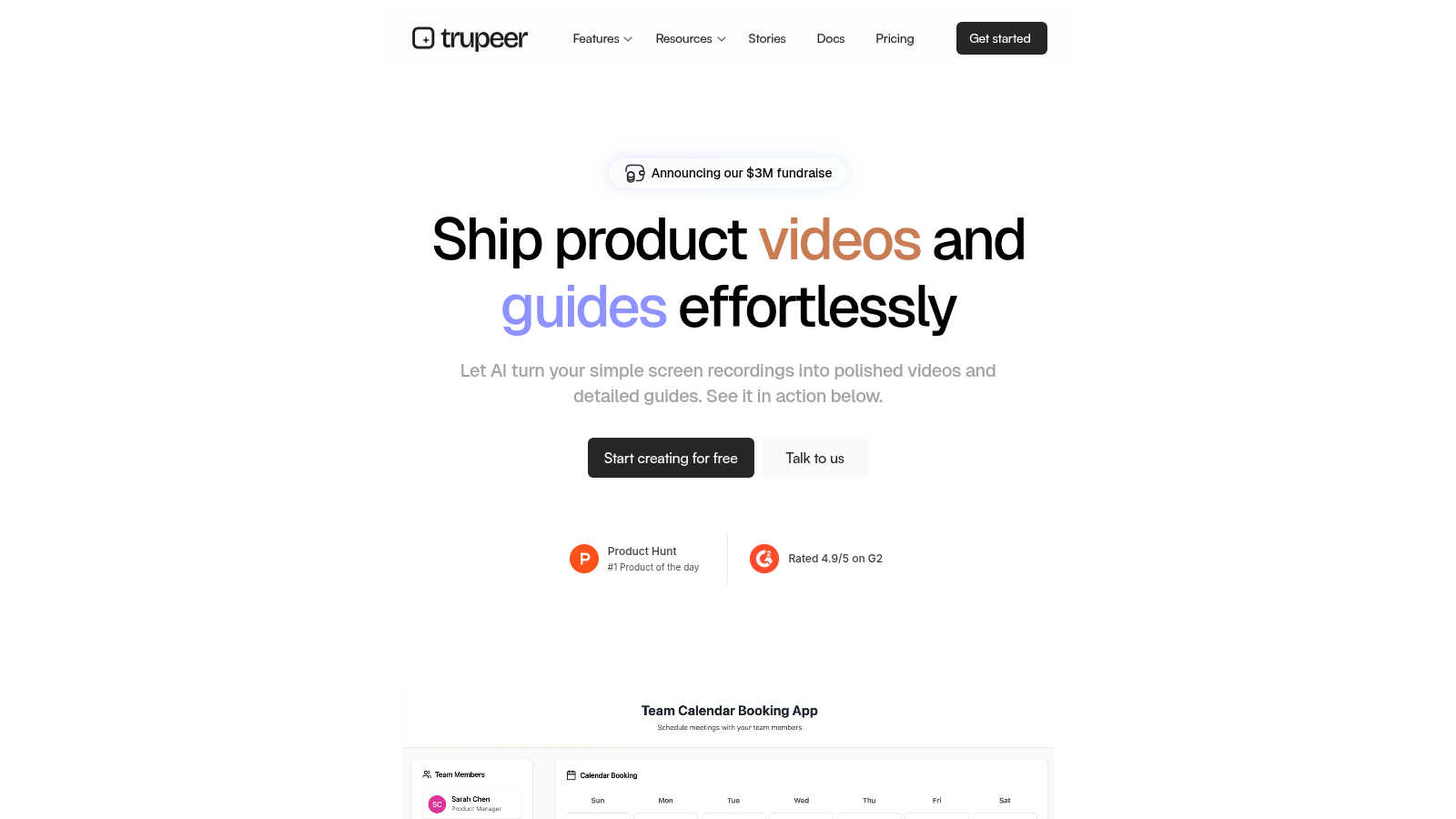 Trupeer application interface and features