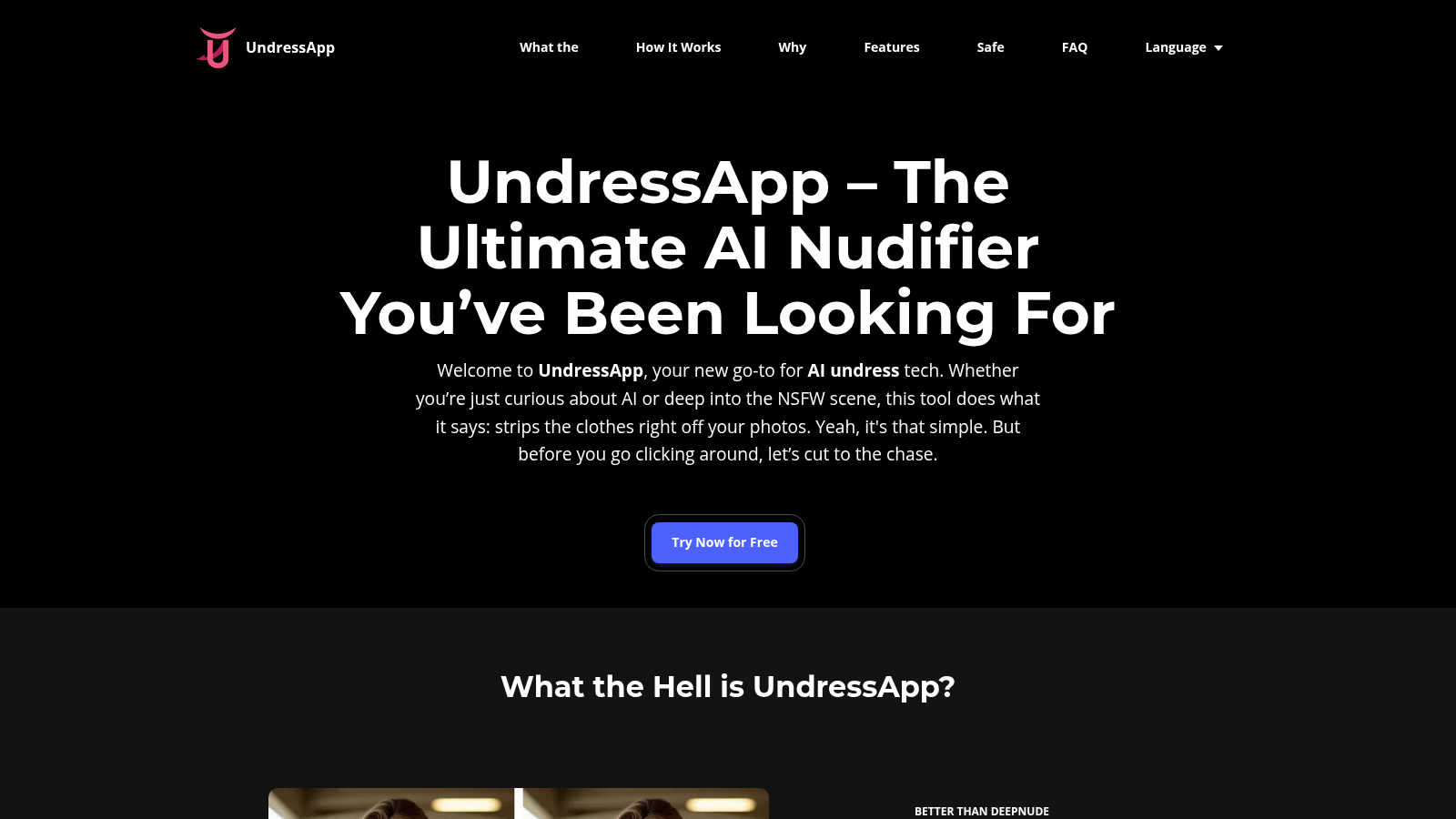 UndressApp application interface and features