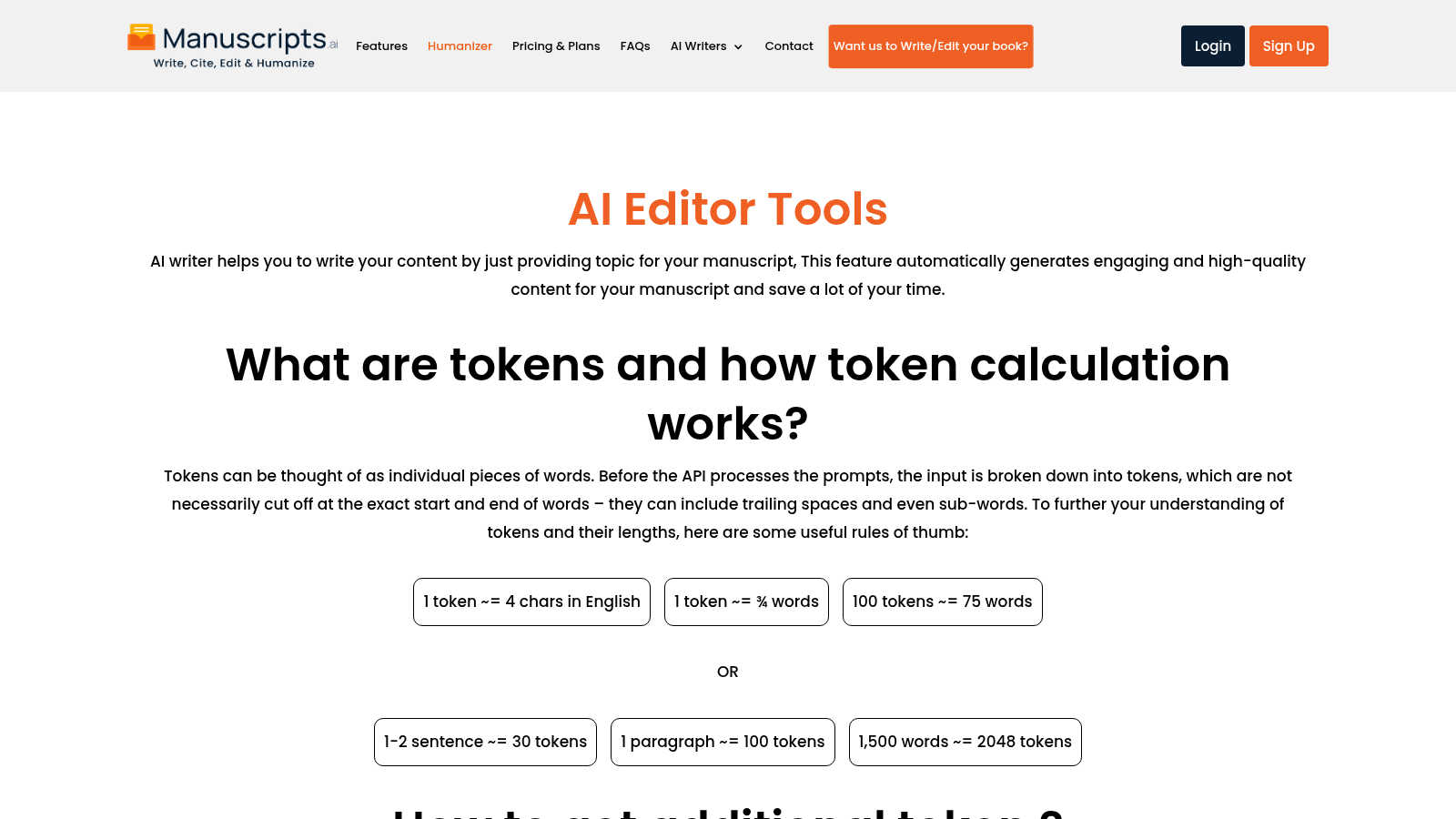 Manuscripts.ai application interface and features