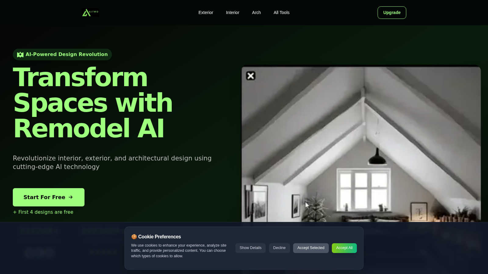 Remodel AI application interface and features