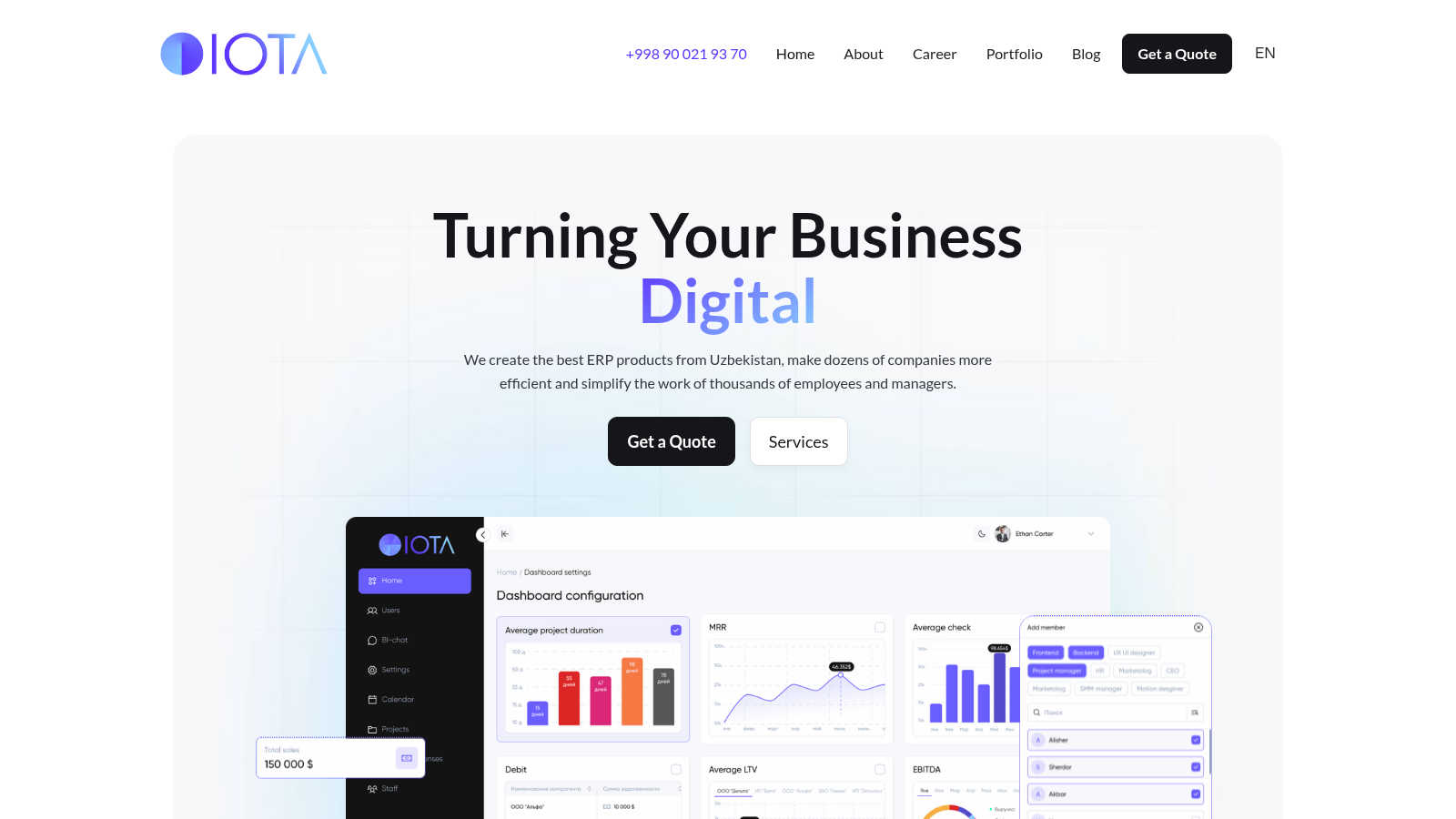 IOTA application interface and features