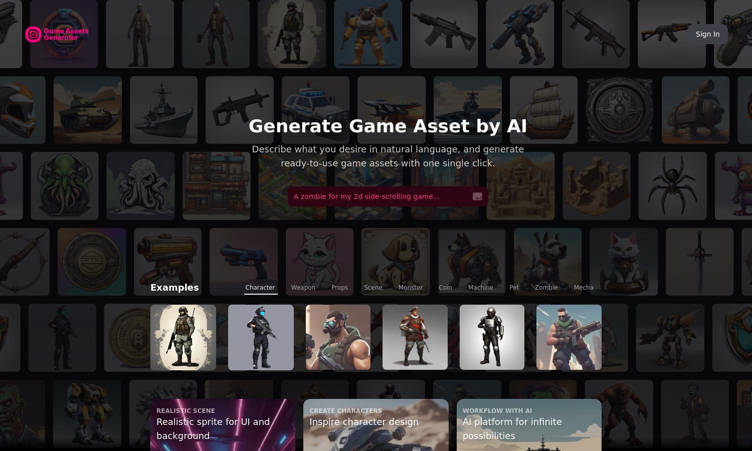 AI Game Assets Generator Website