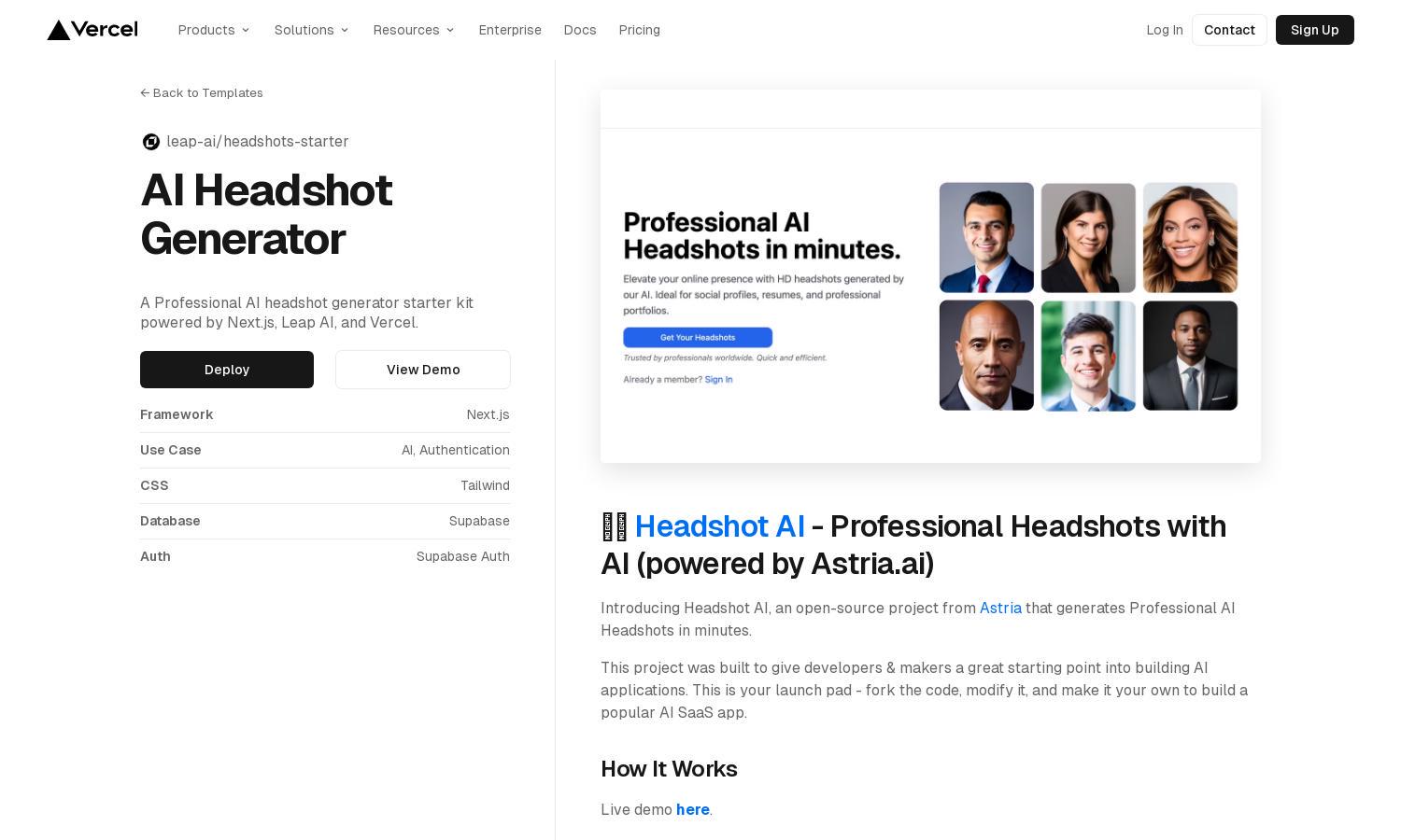 AI Headshot Generator Website