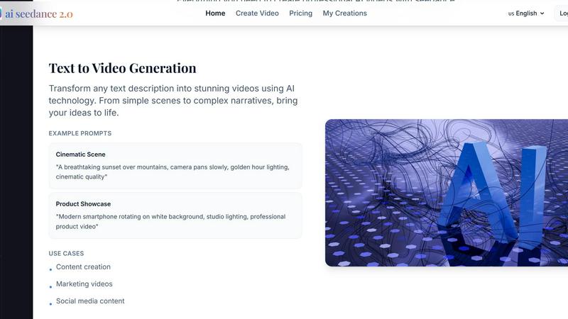 Seedance2 Video Generator application interface and features