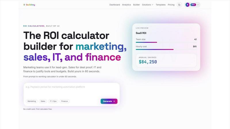 BuildRoy application interface and features
