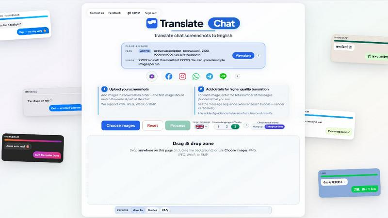 translate_chat application interface and features