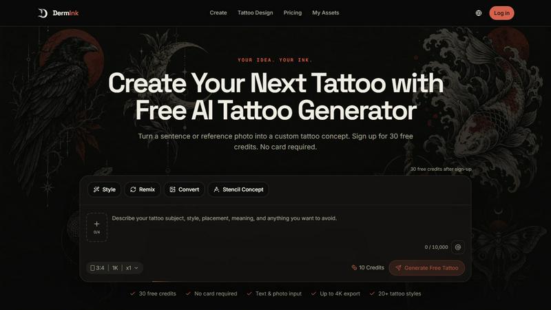 DermInk application interface and features