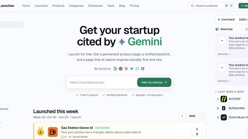 DiscoverLaunches application interface and features