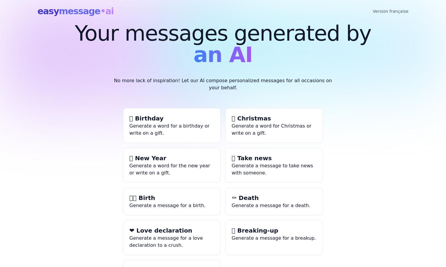 easyMessage.ai Website