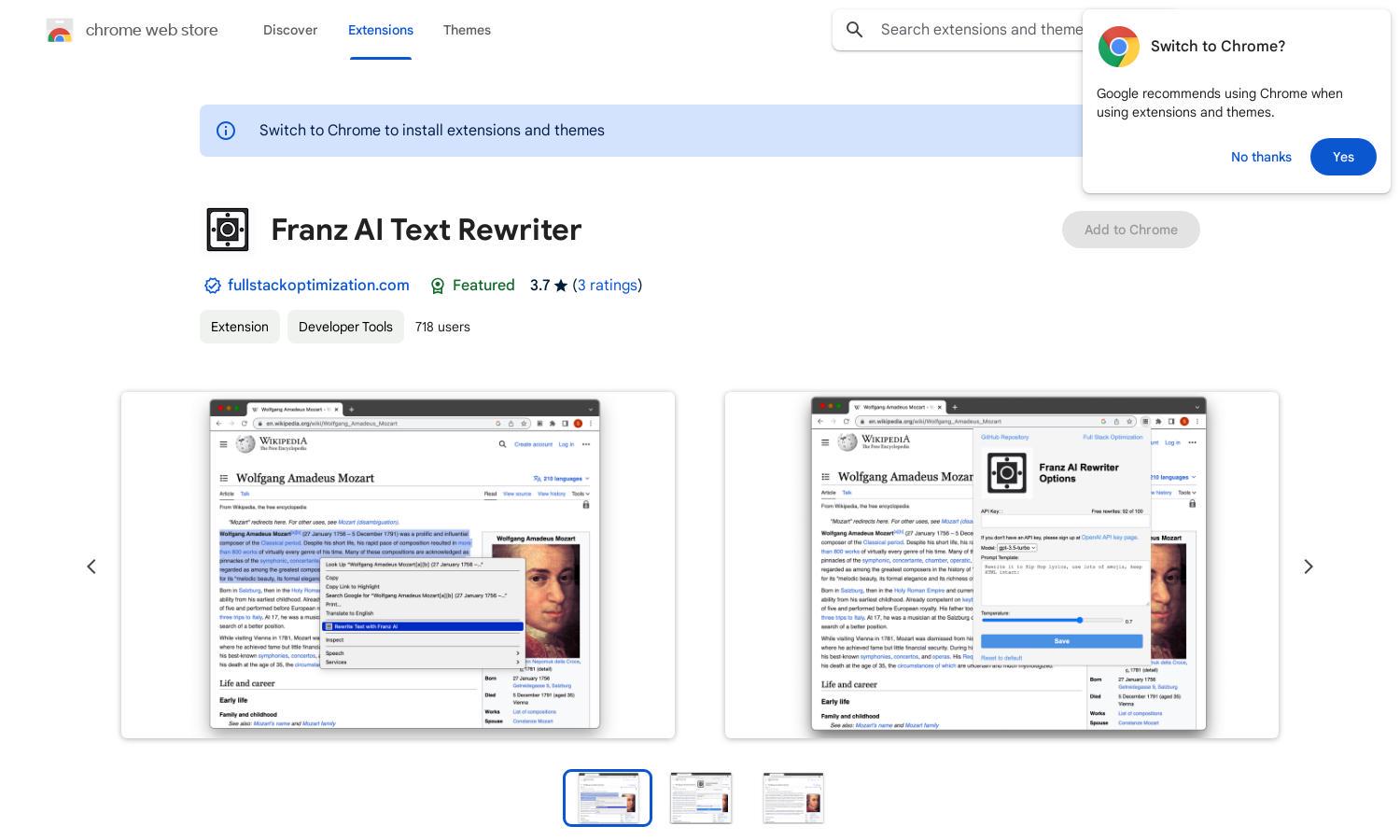 Franz AI Text Rewriter Website