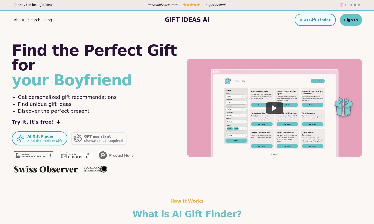 Gift Ideas AI Website