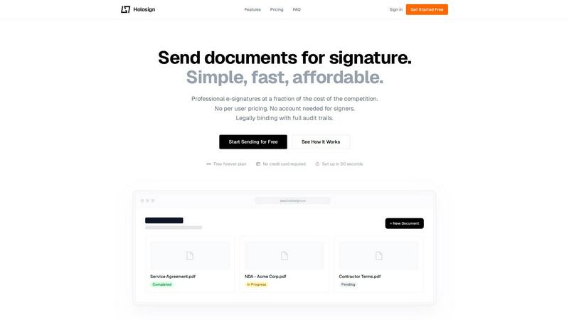 Holosign application interface and features