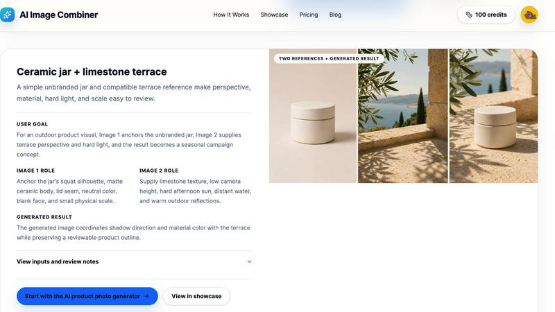 AI  Image combinder application interface and features