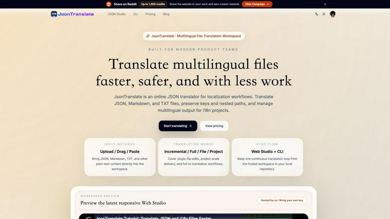 JsonTranslate application interface and features