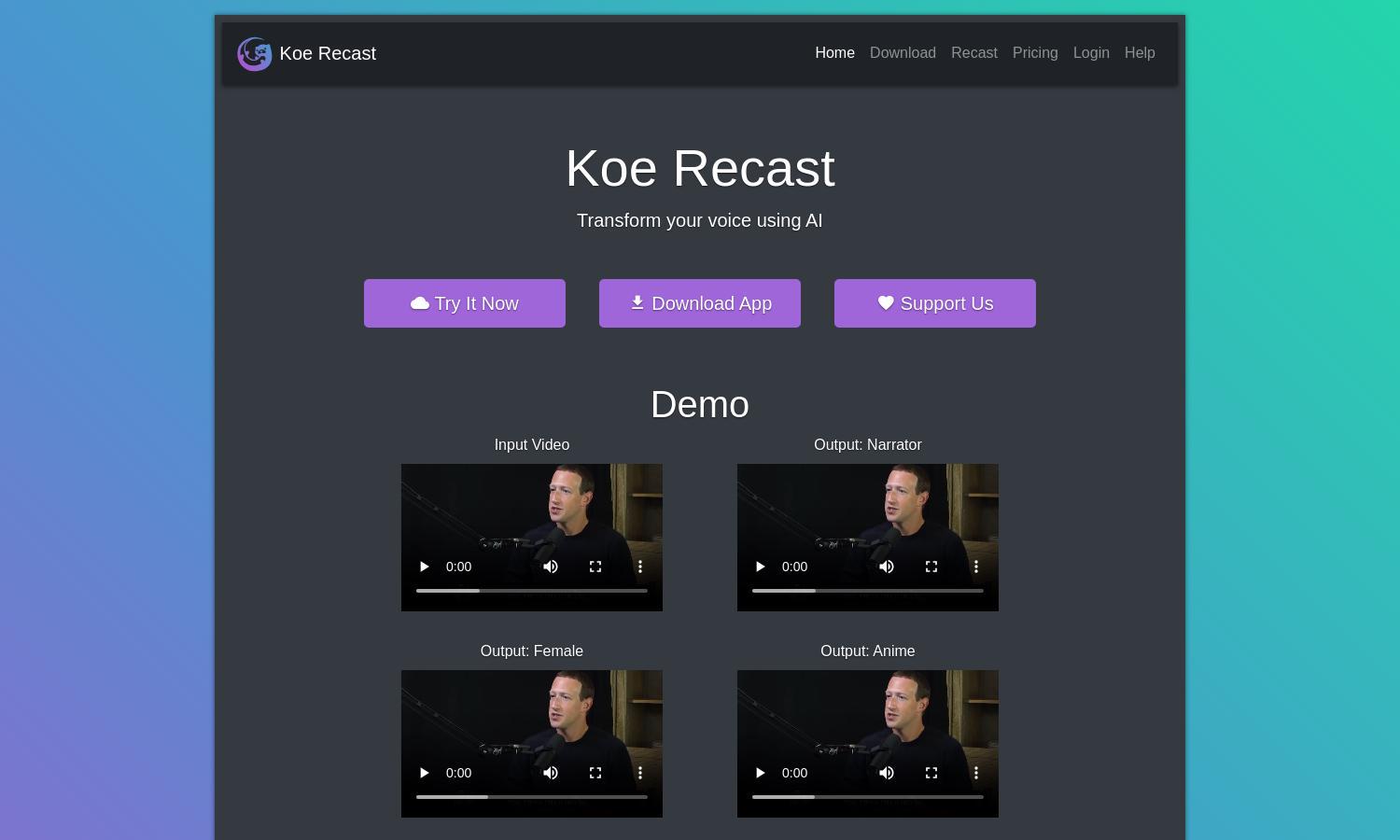 Koe Recast Website