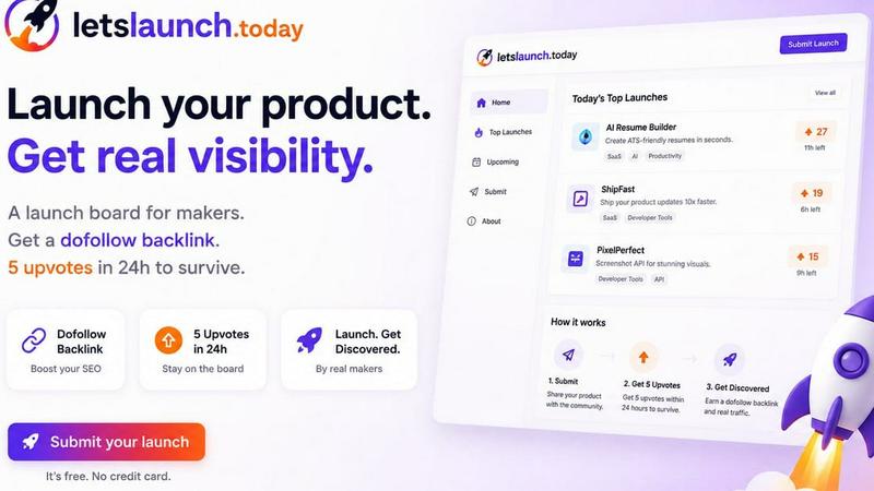 LetsLaunch application interface and features