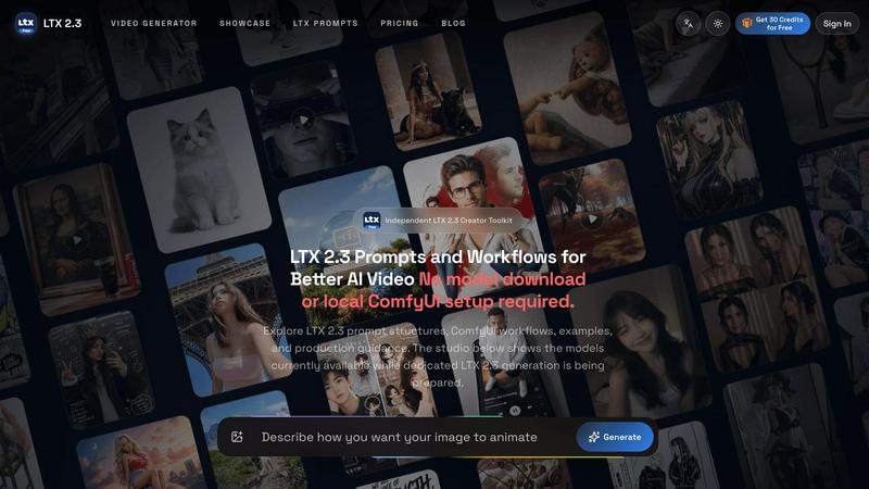 LTX 2.3 Free application interface and features