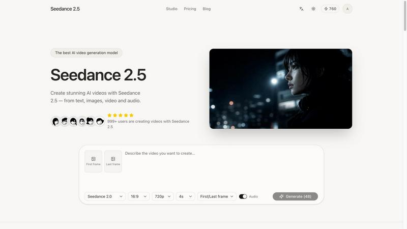 Seedance 2.5 application interface and features