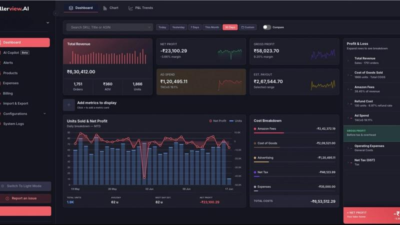 Sellerview.ai application interface and features
