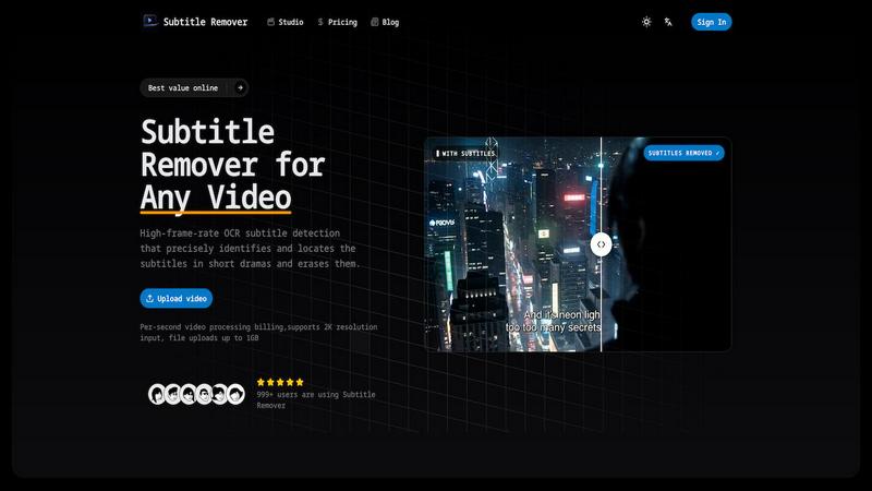 Subtitle Remover application interface and features