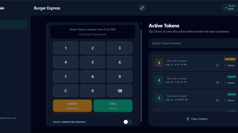 TokenPager application interface and features
