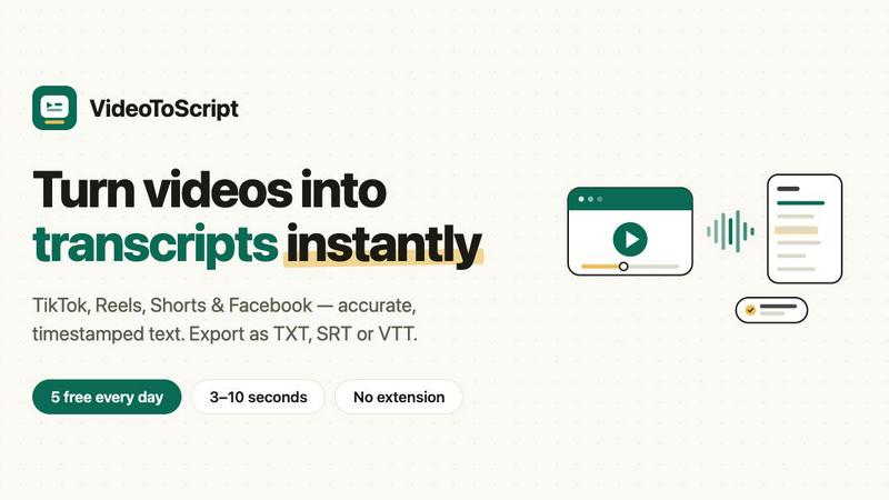 VideoToScript application interface and features