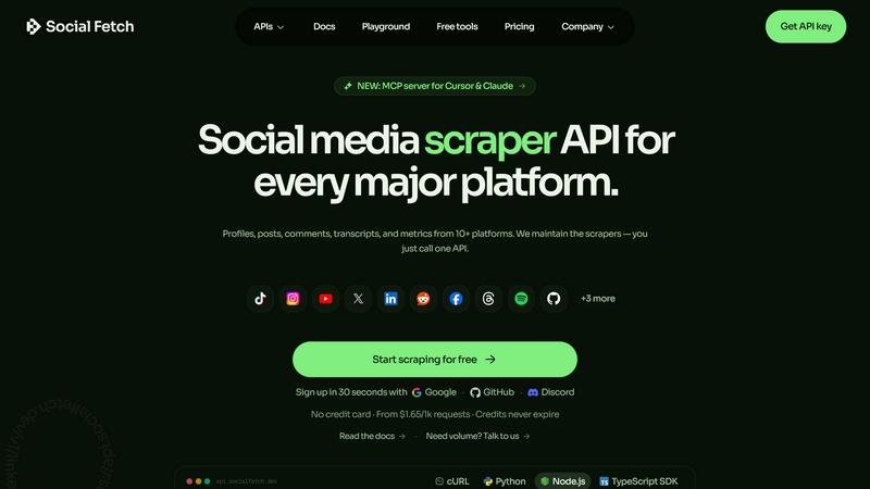 Social Fetch API (Social Media Scraper) application interface and features